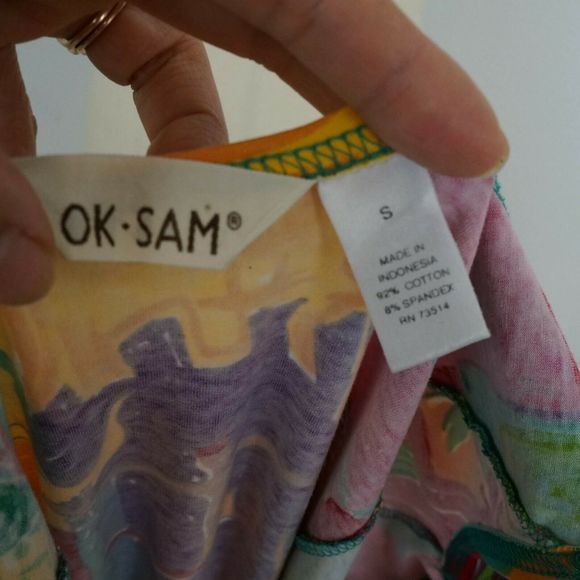 Vintage 90s OK Sam Bodycon Dress Tropical Print - Picture 5 of 5